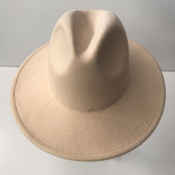 Unbranded Hat Stiff Brim Tan Felt Adjustable No Hat Band Pre-Owned main image 6